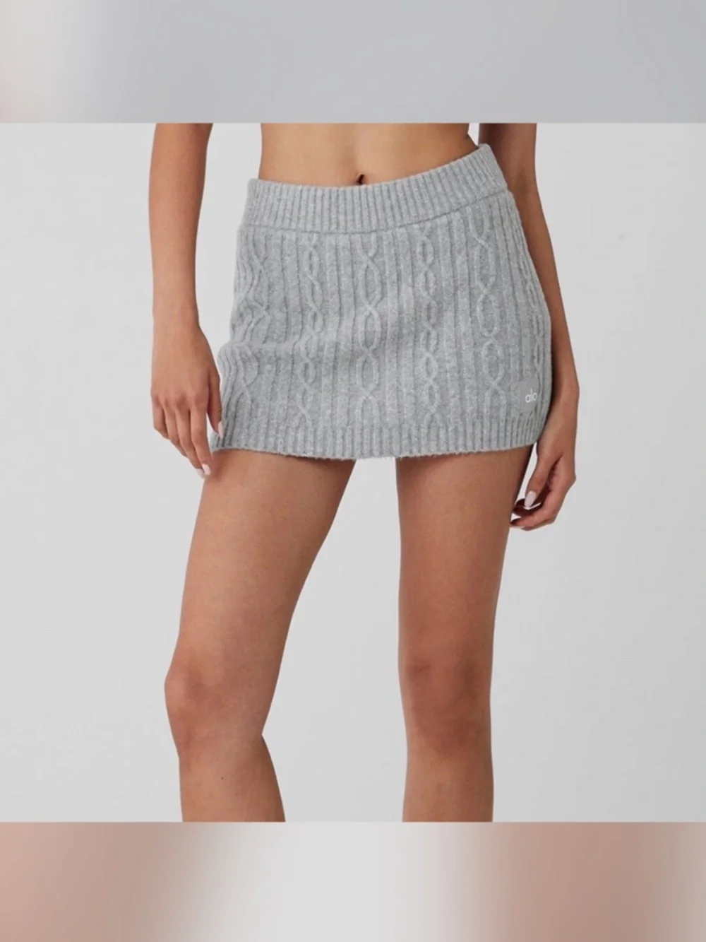 ALO Yoga Gray Cable Knit Mini Skort